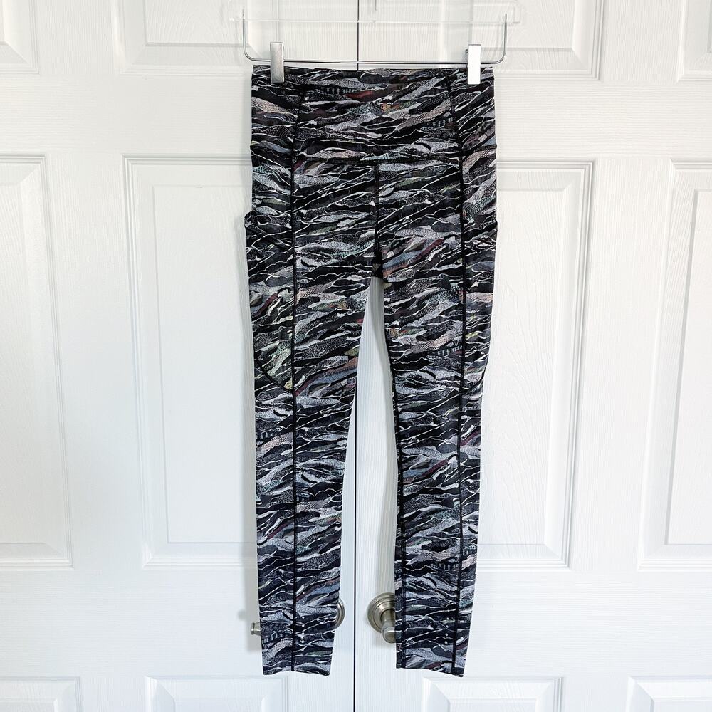 Lululemon Fast and Free 7/8 Leggings Mini Sweatr Multi Black Nulux Gorpcore